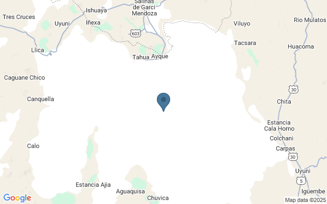 Kaart met locatie Salar de Uyuni